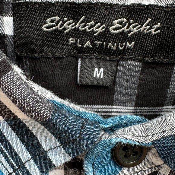 EIGHTY EIGHT PLATINUM Plaid Epaulet Shirt - M - Picture 4 of 8